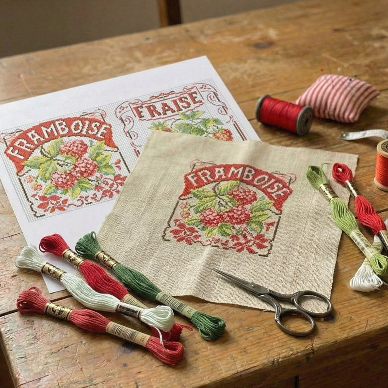 Les Fruits Rouges (røde frukter) broderimønster