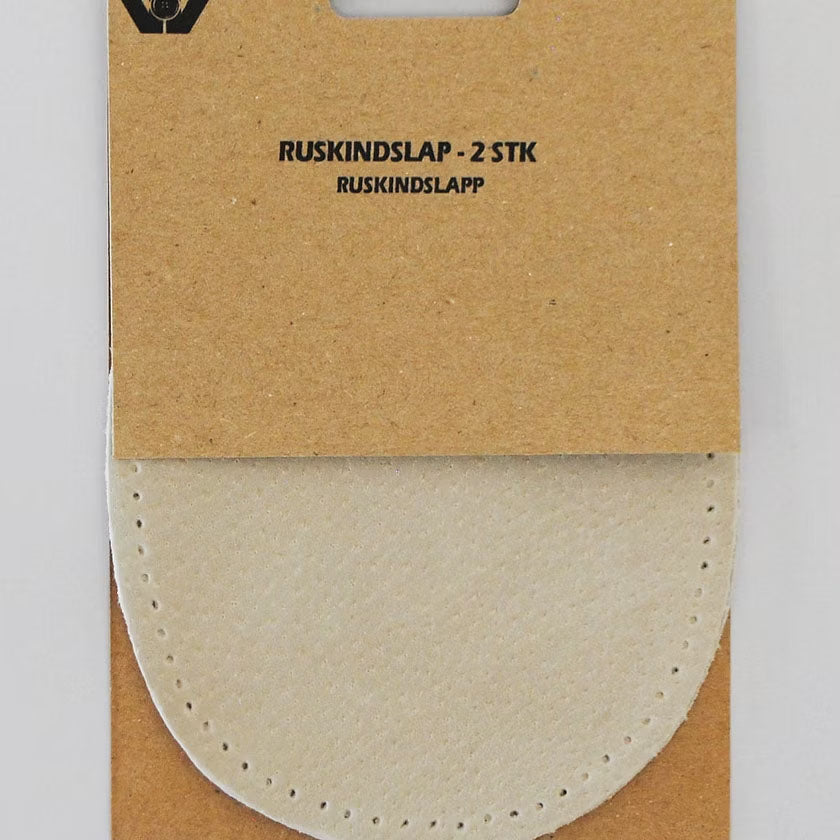 Albuelapper i semsket skinn (2 stk)