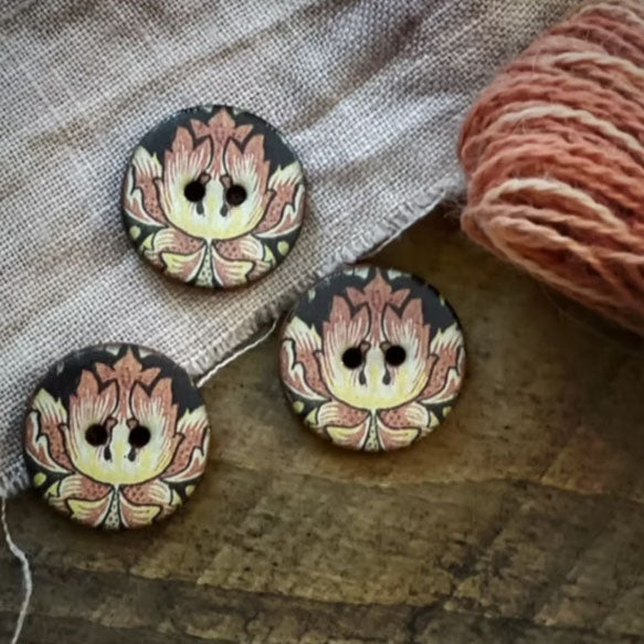Knapper i keramikk William Morris 18 mm