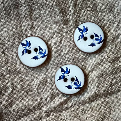 Knapper i keramikk Hvite/blå 18 mm