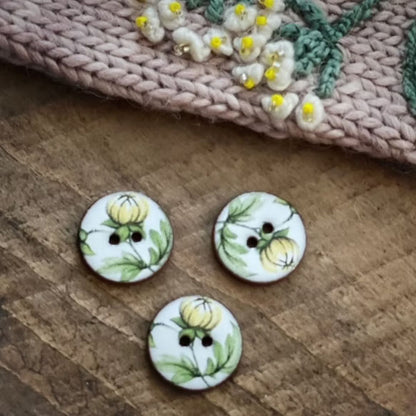 Knapper i keramikk Blomster 18 mm