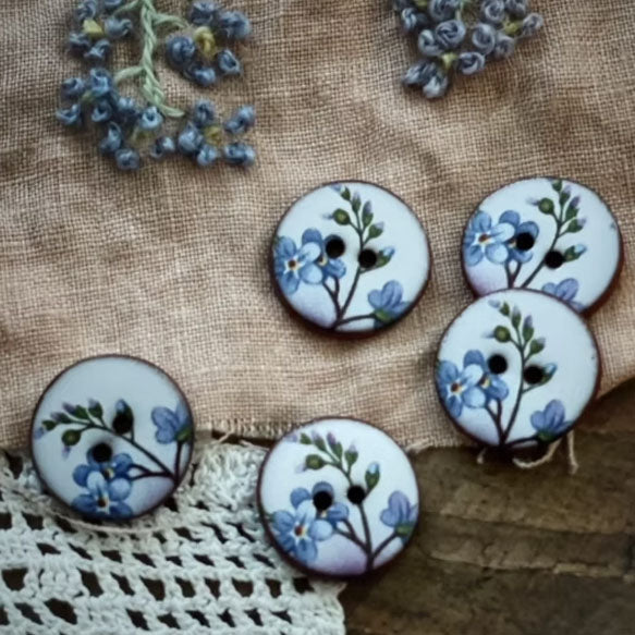 Knapper i keramikk Blomster 18 mm