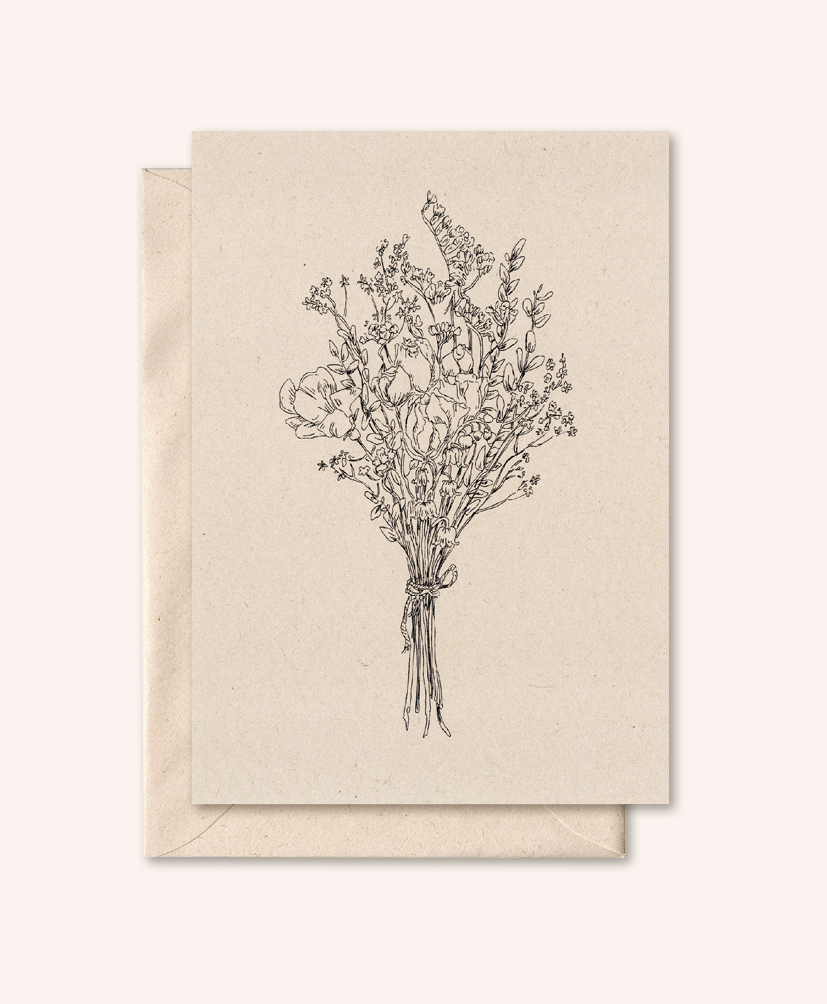 Kort med konvolutt: Blomsterbukett