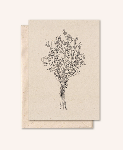 Kort med konvolutt: Blomsterbukett