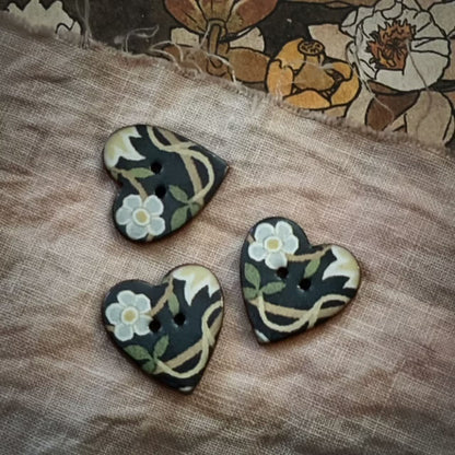 Knapper i keramikk William Morris Hjerteform 22 mm