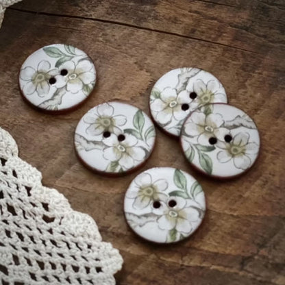 Knapper i keramikk Blomster 22 mm