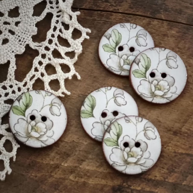 Knapper i keramikk Blomster 22 mm