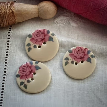 Knapper i keramikk Blomster 22 mm