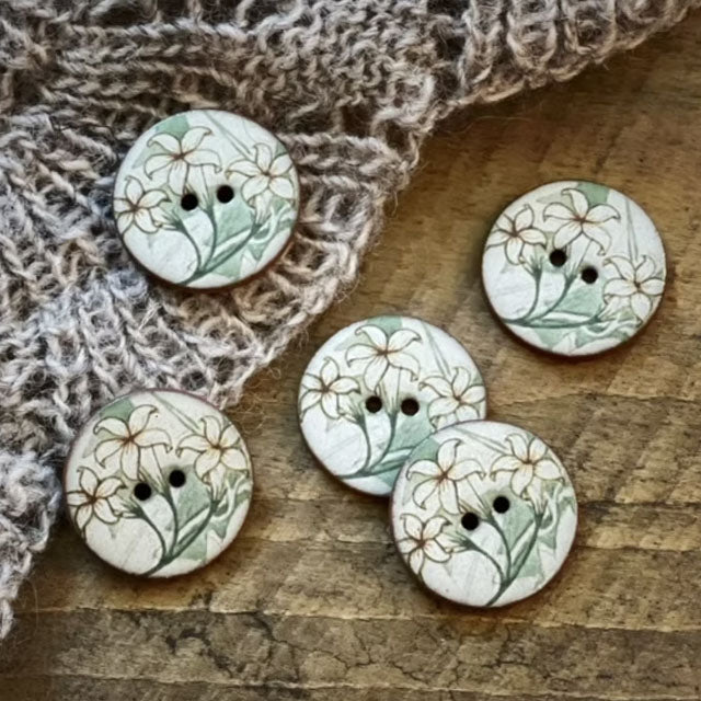 Knapper i keramikk Blomster 22 mm