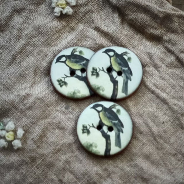 Knapper i keramikk Fugler 22 mm