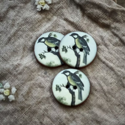 Knapper i keramikk Fugler 22 mm