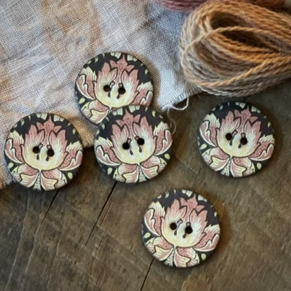 Knapper i keramikk William Morris 22 mm