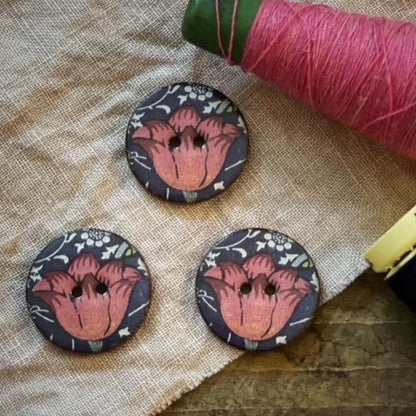 Knapper i keramikk William Morris 22 mm