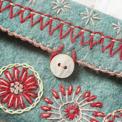 Corinne Lapierre Liten veske til sysaker (filt + broderi)
