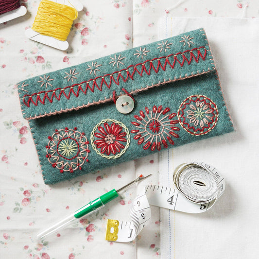 Corinne Lapierre Liten veske til sysaker (filt + broderi)