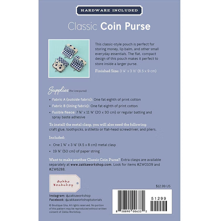 Zakka Workshop: Classic Coin Purse Kit