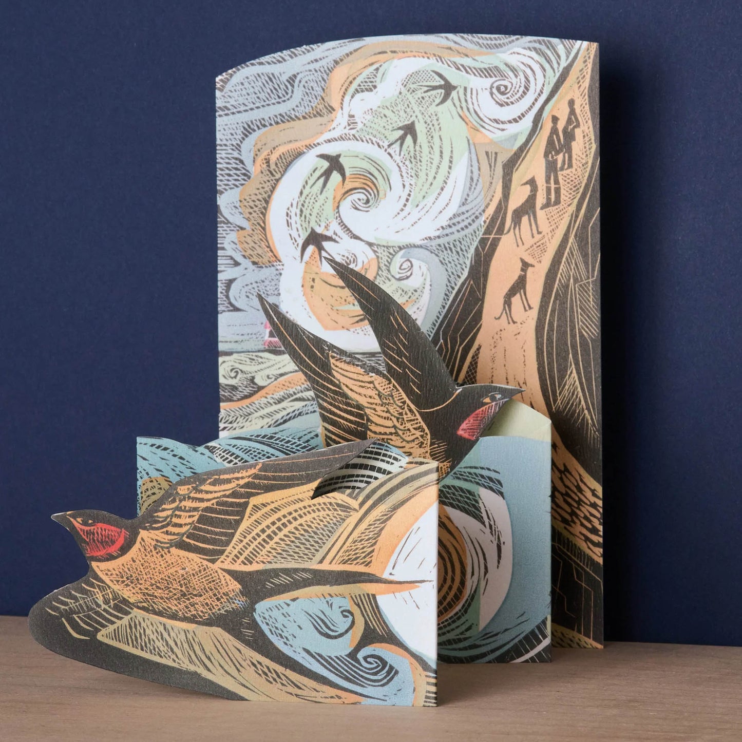 Cornish Swallows (3D-kort m. konvolutt)