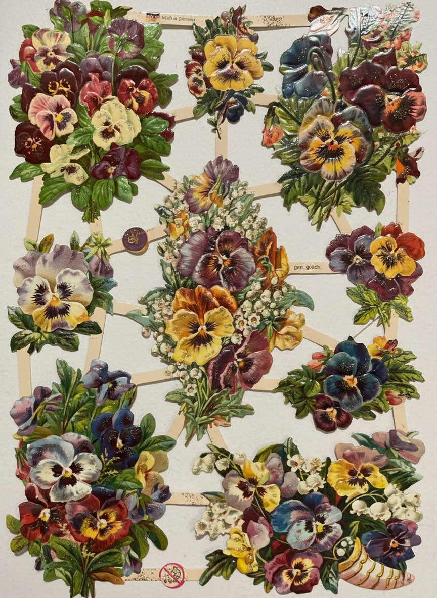 Glansbilder m. sølvglitter Stemorsblomster 1