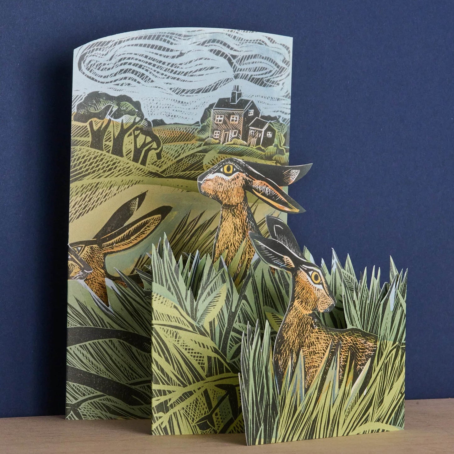 Hares and Open Fields (3D-kort m. konvolutt)