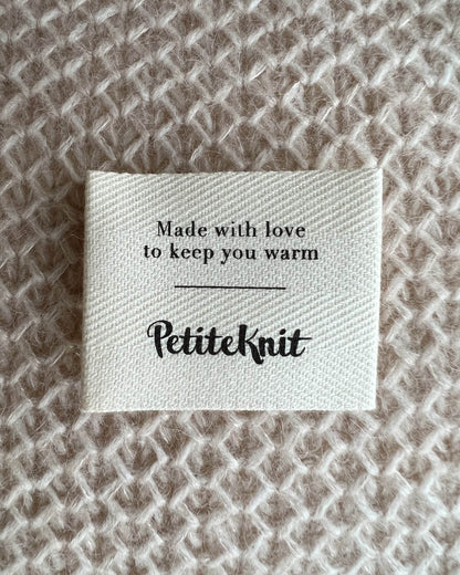 PetiteKnit Merkelapp "Made with love to keep you warm"