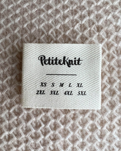 PetiteKnit Merkelapp Størrelser