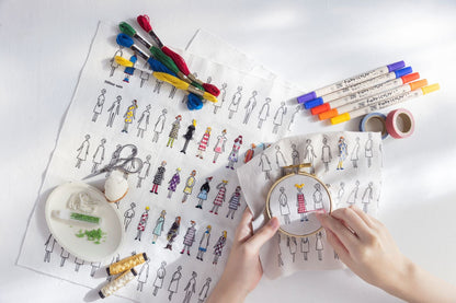 100 Ladies brodérstoff med trykk