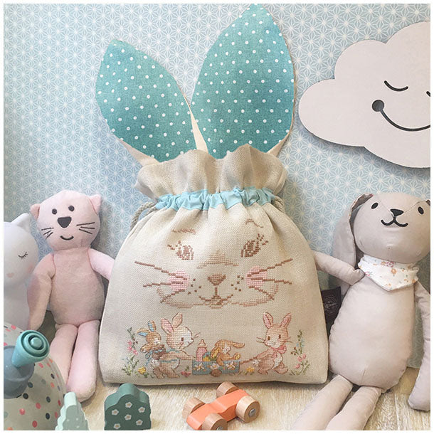Lapinous (kaninunge) Drawstring Pouch broderikit