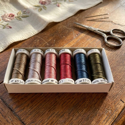 Soie de Paris broderitråd 100% silke sett (6 stk)