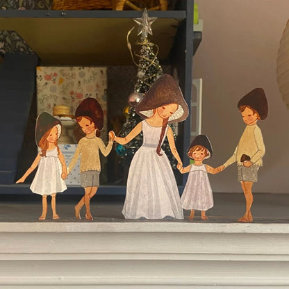 Soppfamilie på rekke brun