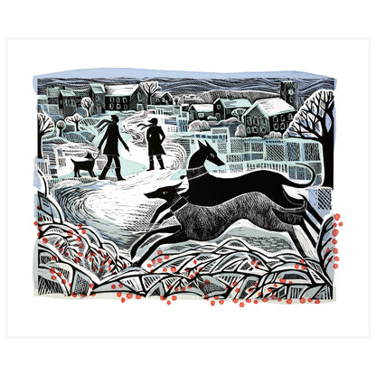 Whippets in Winter (Kort m. konvolutt)