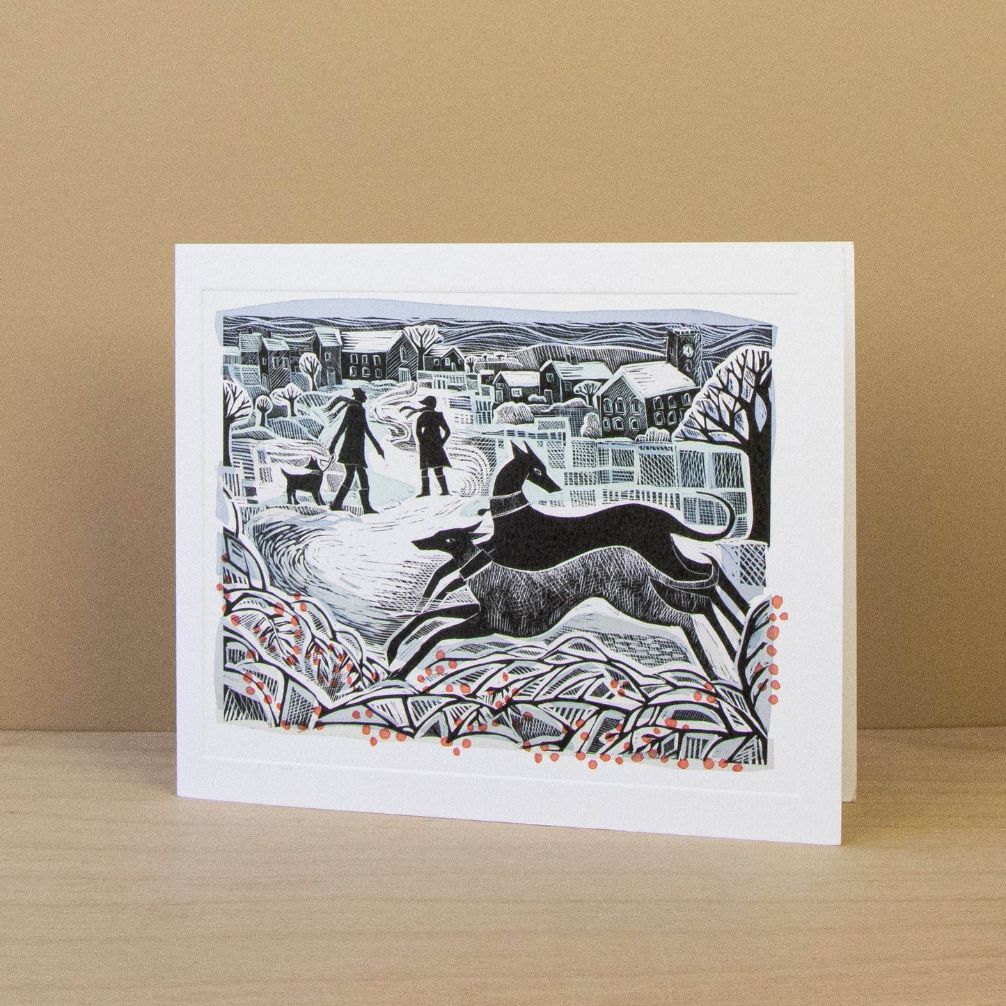 Whippets in Winter (Kort m. konvolutt)