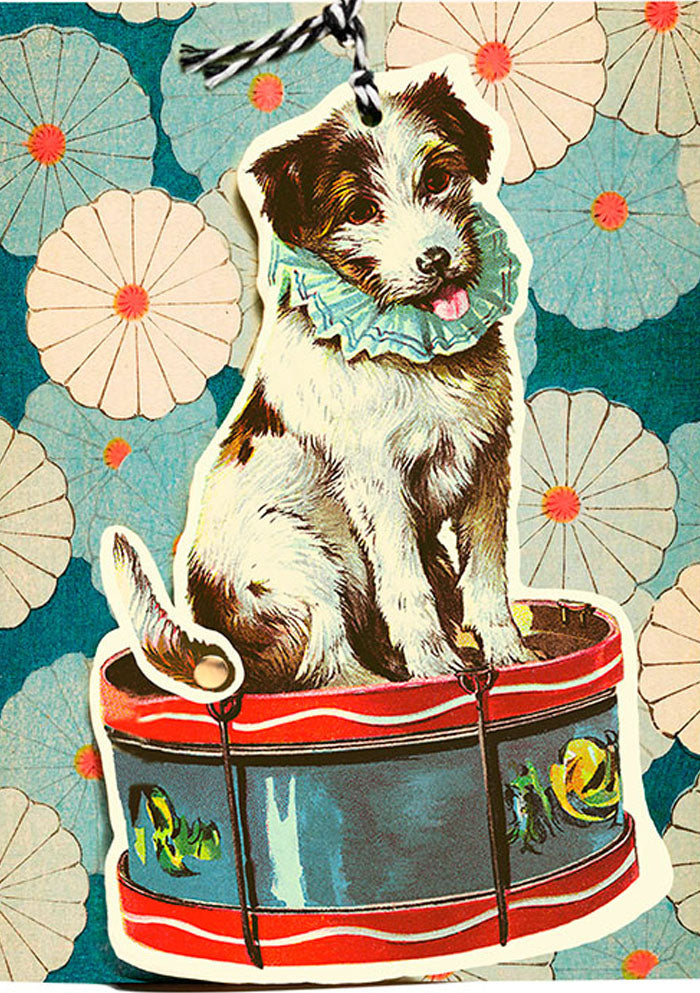Fandangle hund på tromme (m. konvolutt)
